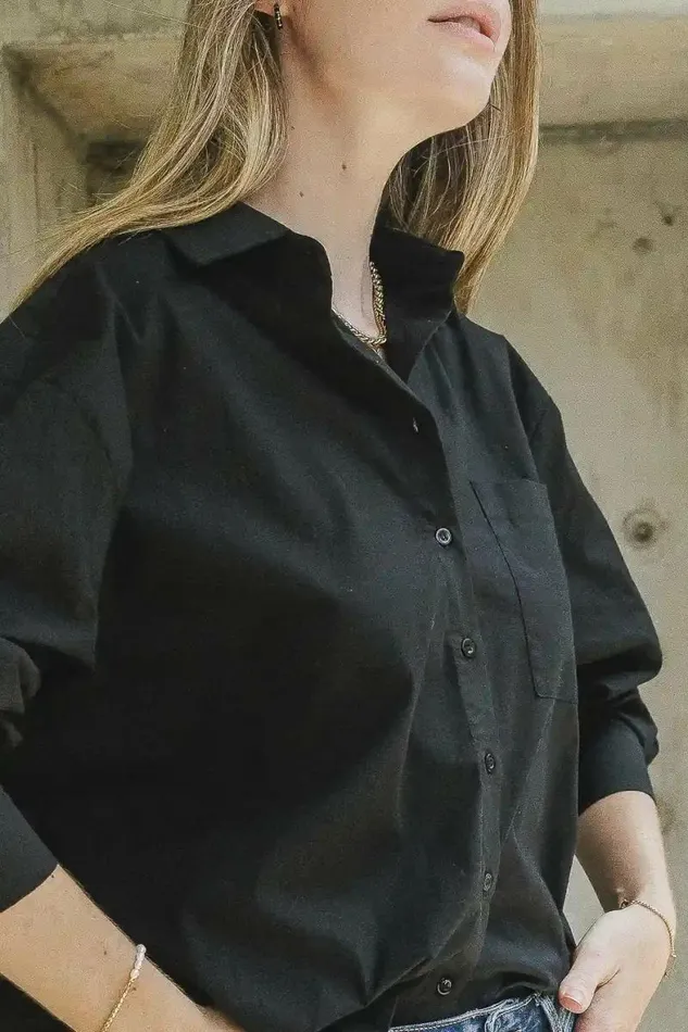 Gracie Button Up In Black 8211 FINAL SALE Black Women Bohme Tops