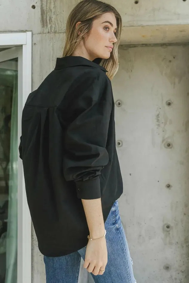 Gracie Button Up In Black 8211 FINAL SALE Black Women Bohme Tops
