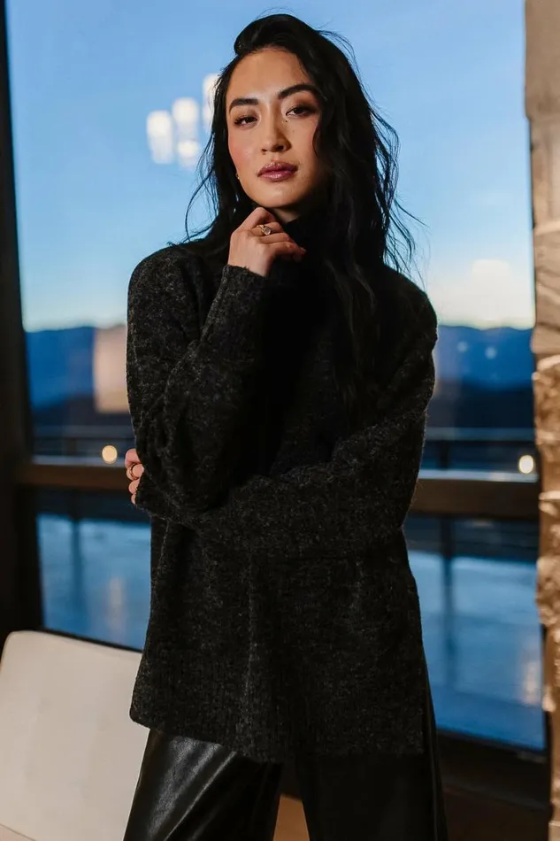 Gracie High Neck Sweater In Black Black Women Bohme Tops