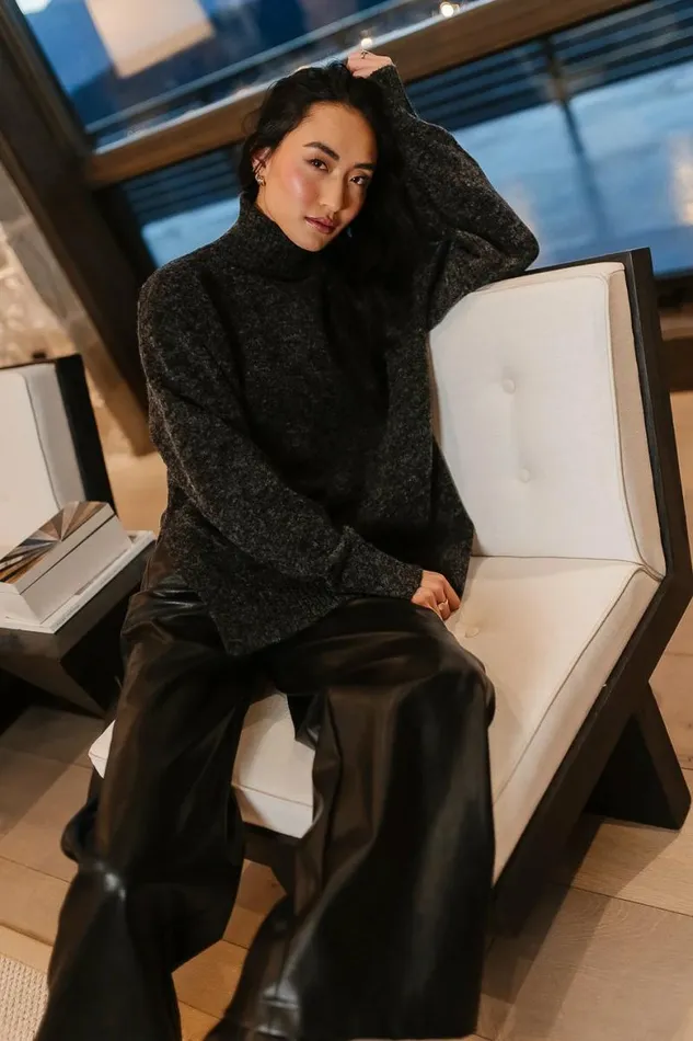 Gracie High Neck Sweater In Black Black Women Bohme Tops