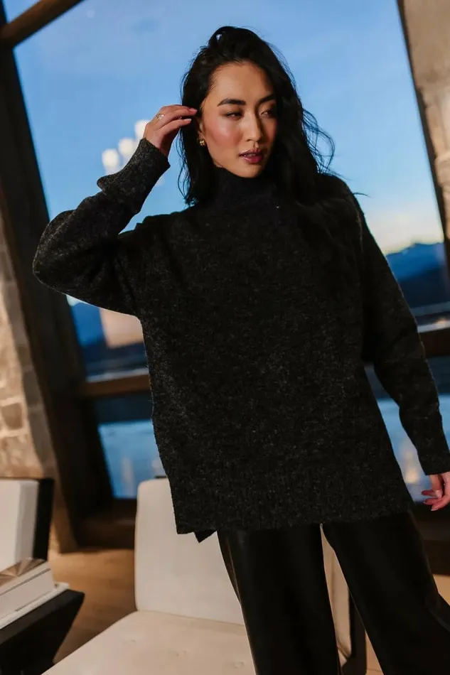 Gracie High Neck Sweater In Black Black Women Bohme Tops