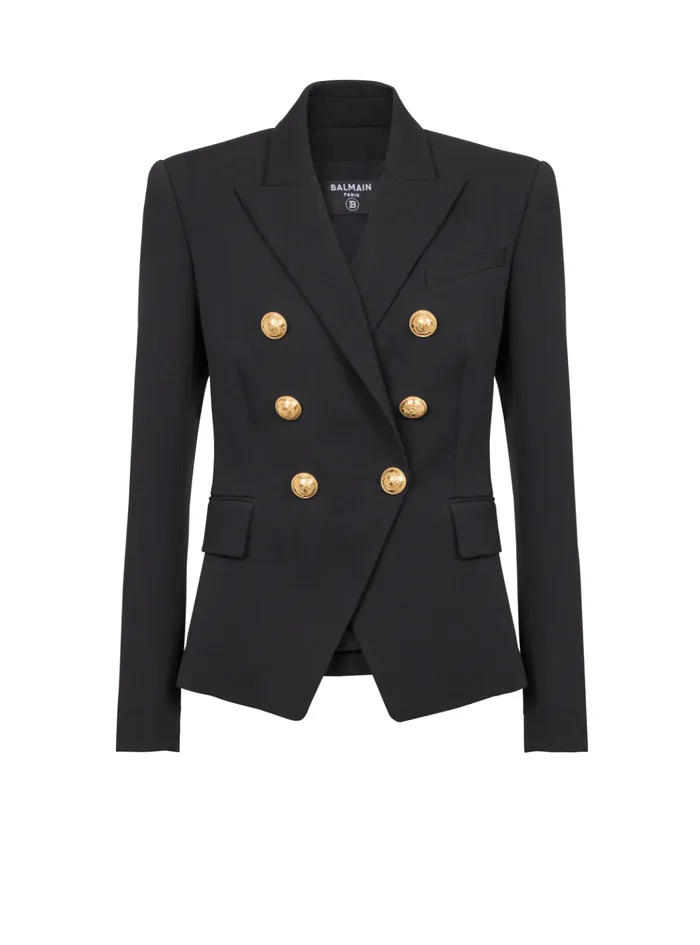 Grain De Poudre 6button Jacket Black Women Balmain Jackets And Blazers