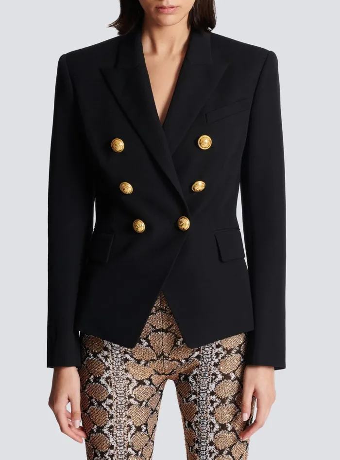 Grain De Poudre 6button Jacket Black Women Balmain Jackets And Blazers