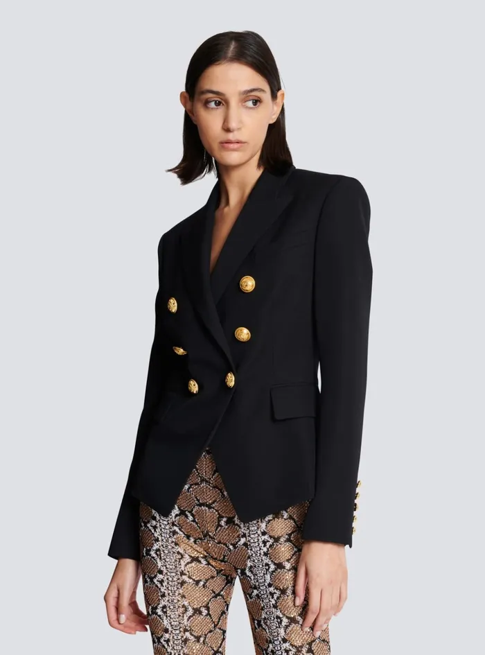 Grain De Poudre 6button Jacket Black Women Balmain Jackets And Blazers