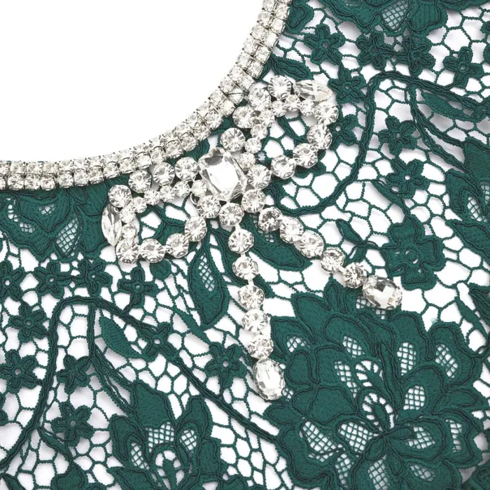 Green Lace Diamante Bow Midi Dress Women Self Portrait Dresses