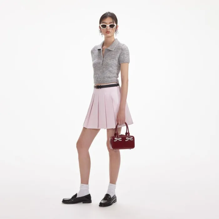 Grey Melange Diamante Knit Top Women Self Portrait Tops
