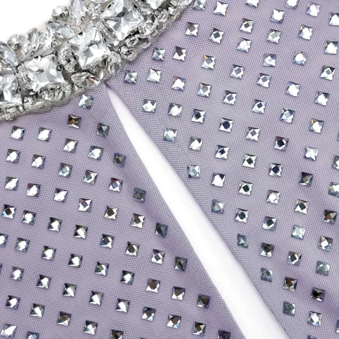 Grey Rhinestone Fishnet Maxi Dress Women Self Portrait Dresses Grey Rhinestone Fishnet Maxi Dress Women Self Portrait Dresses