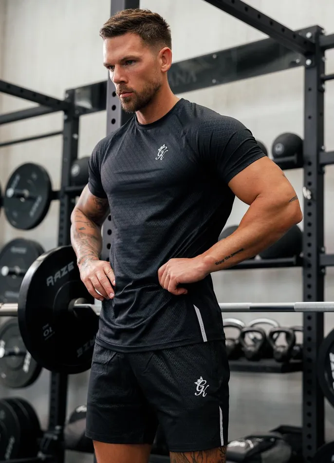 Gym King Gymwear Men Debossed Energy Short 8211 6034 8211 Black AOP
