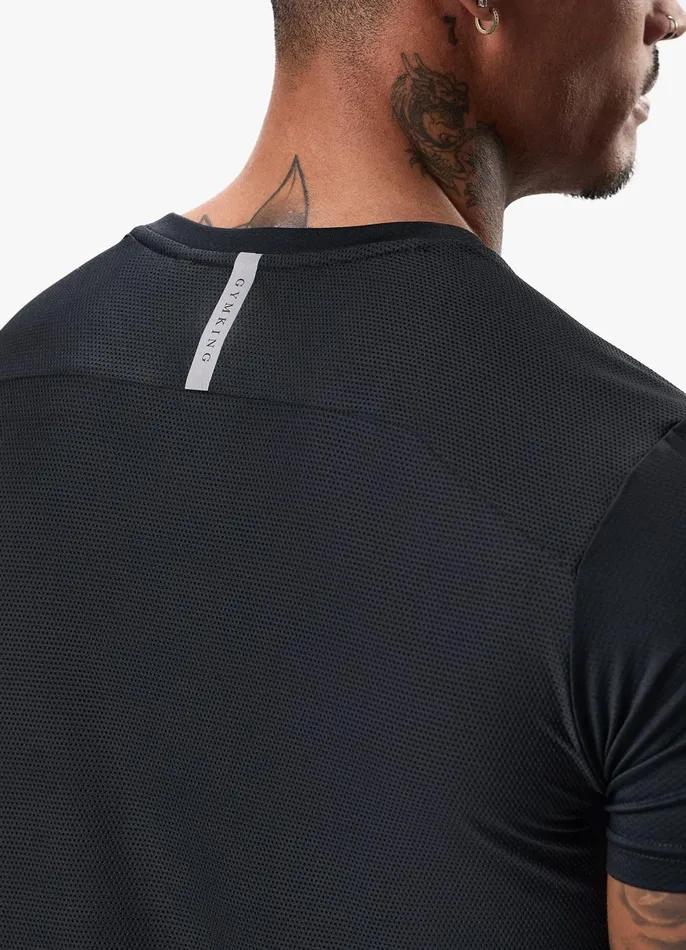 Gym King Gymwear Men Flex Tee 8211 BlackSilver