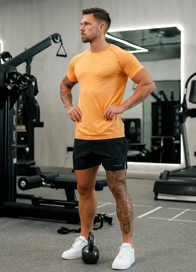 Gym King Gymwear Men Seamless Tee 8211 Soft Orange