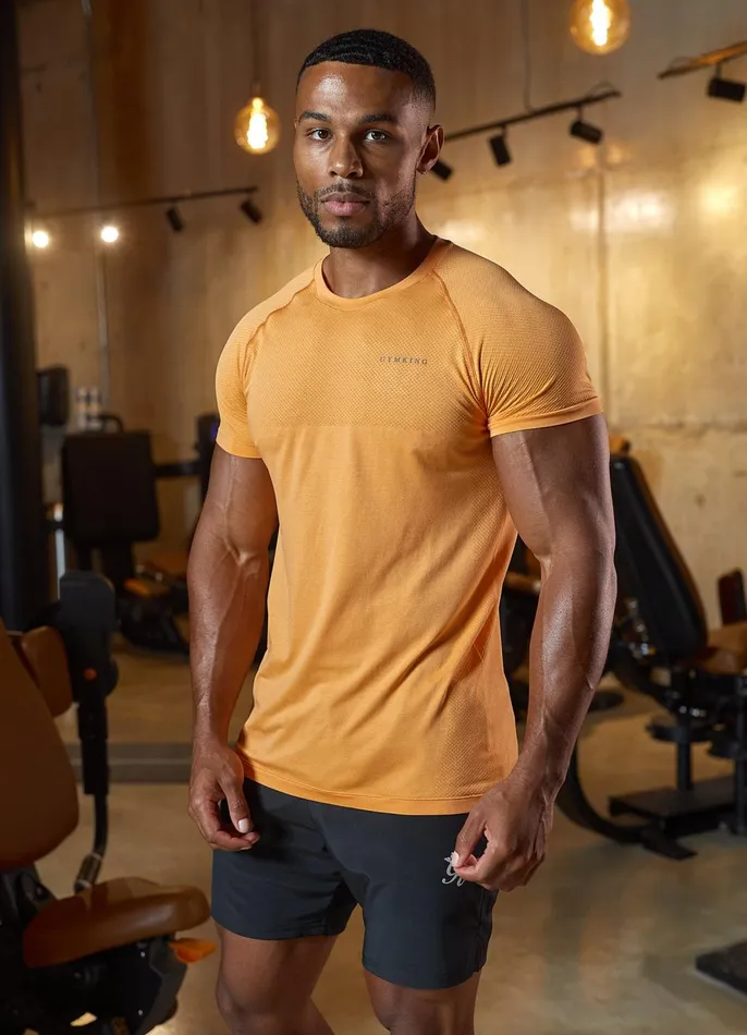 Gym King Gymwear Men Seamless Tee 8211 Soft Orange