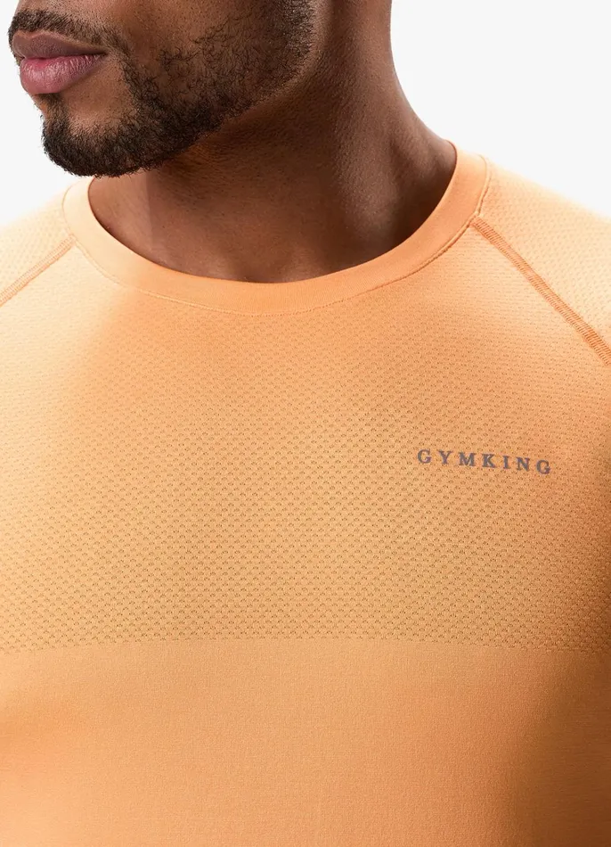 Gym King Gymwear Men Seamless Tee 8211 Soft Orange