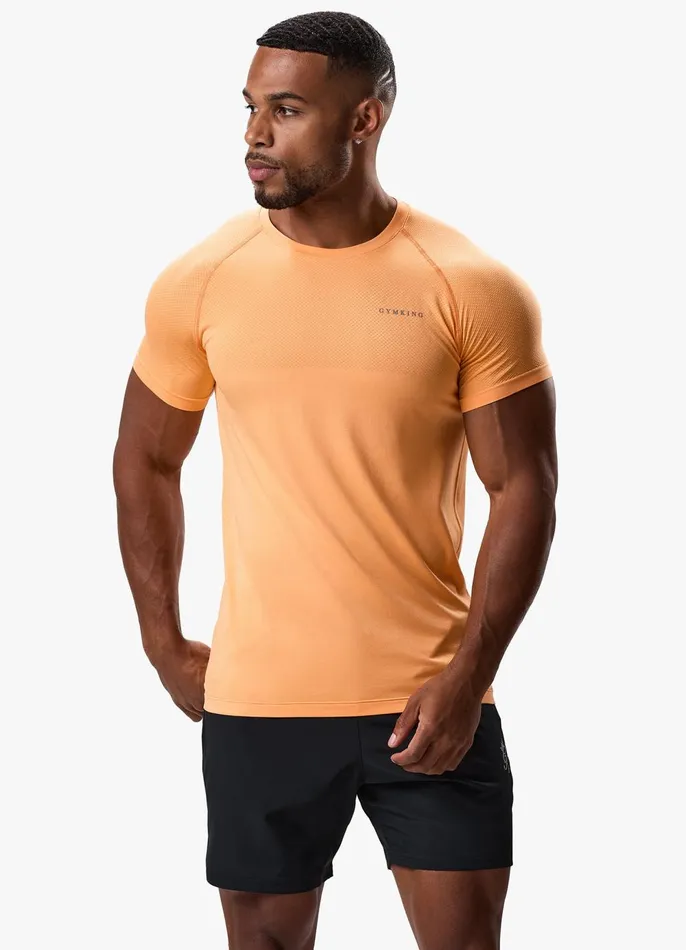 Gym King Gymwear Men Seamless Tee 8211 Soft Orange