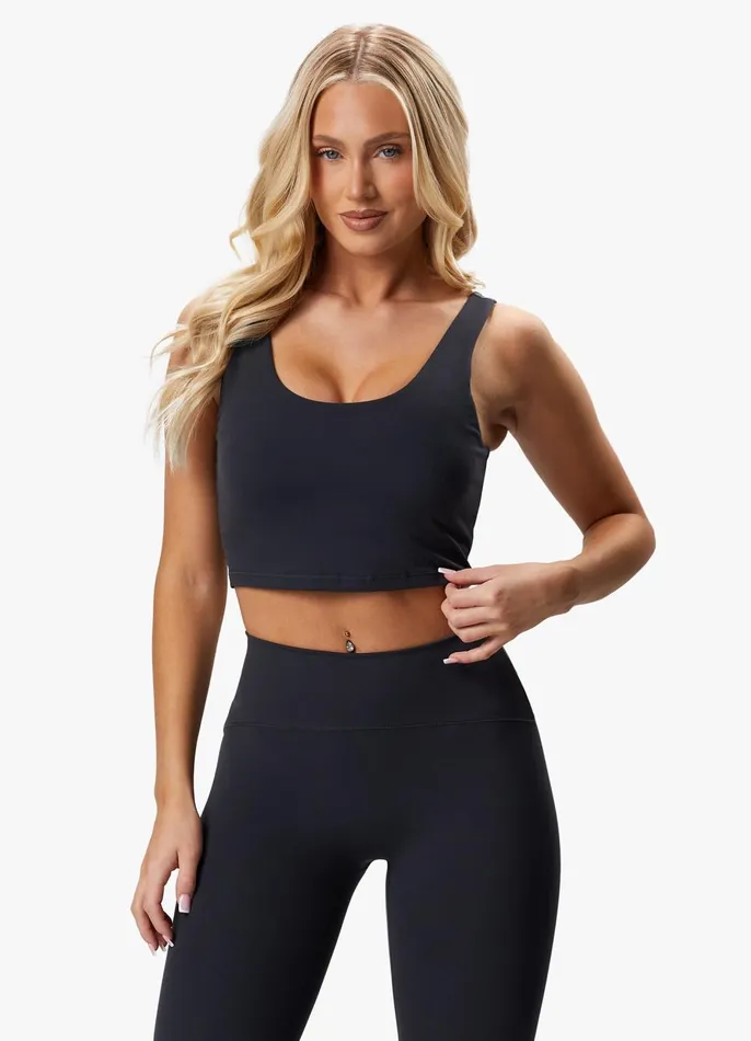 Gym King Gymwear Women Peach Luxe Tank 8211 Pewter Luxe