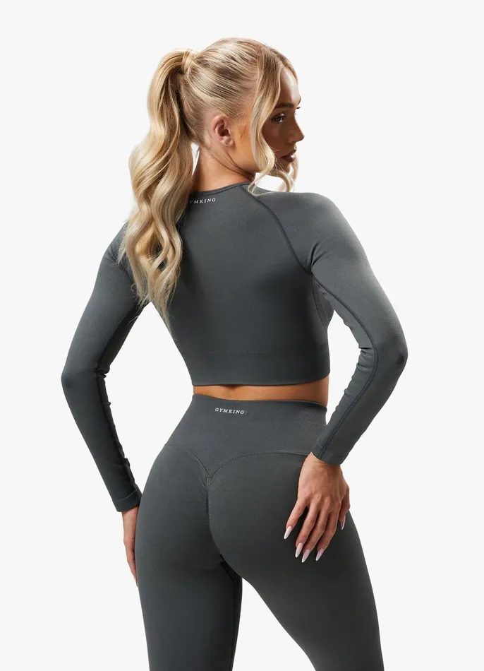 Gym King Gymwear Women Sculpt Seamless LS Top 8211 Green Smoke