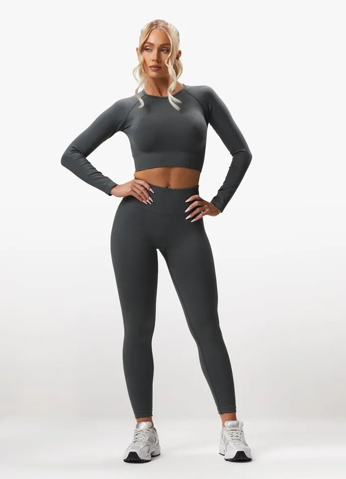 Gym King Gymwear Women Sculpt Seamless LS Top 8211 Green Smoke