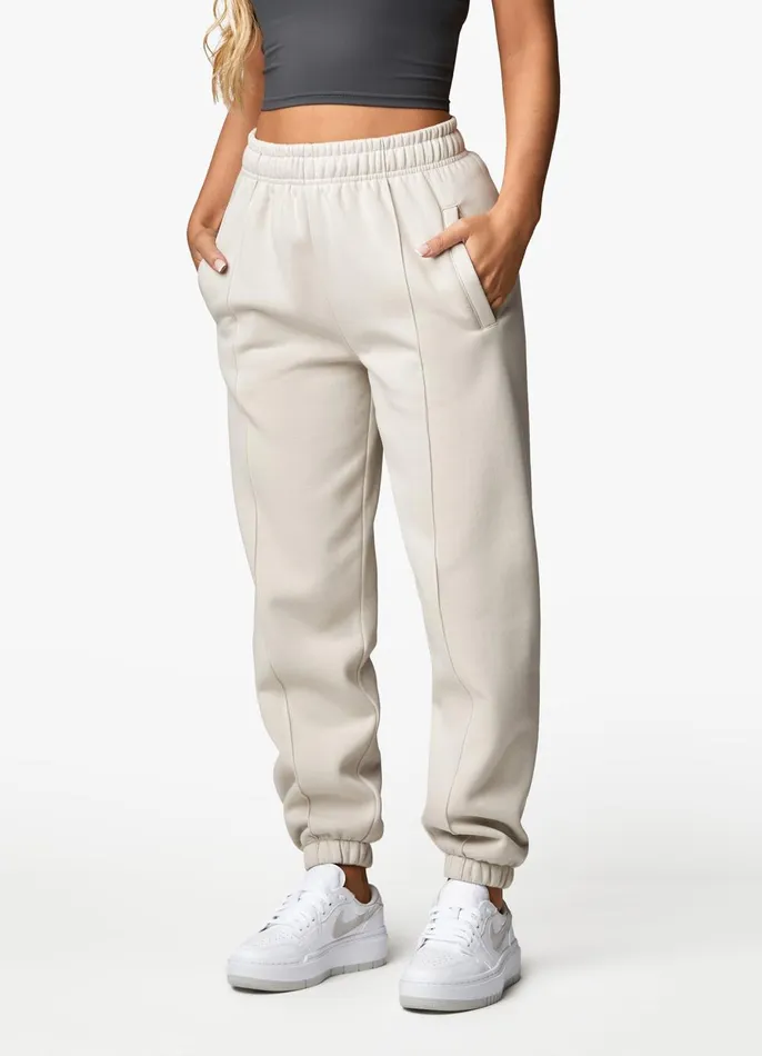 Gym King Joggers Women Powered By Belief Sweatpants 8211 Light Stone