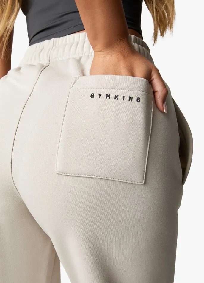 Gym King Joggers Women Powered By Belief Sweatpants 8211 Light Stone