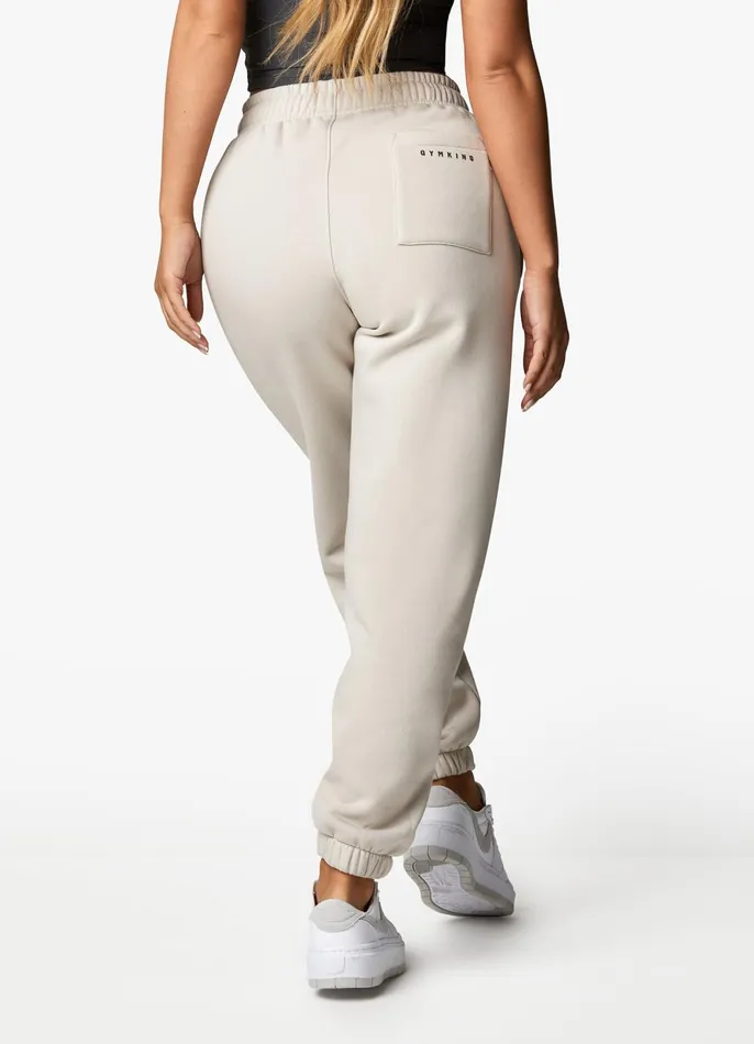 Gym King Joggers Women Powered By Belief Sweatpants 8211 Light Stone