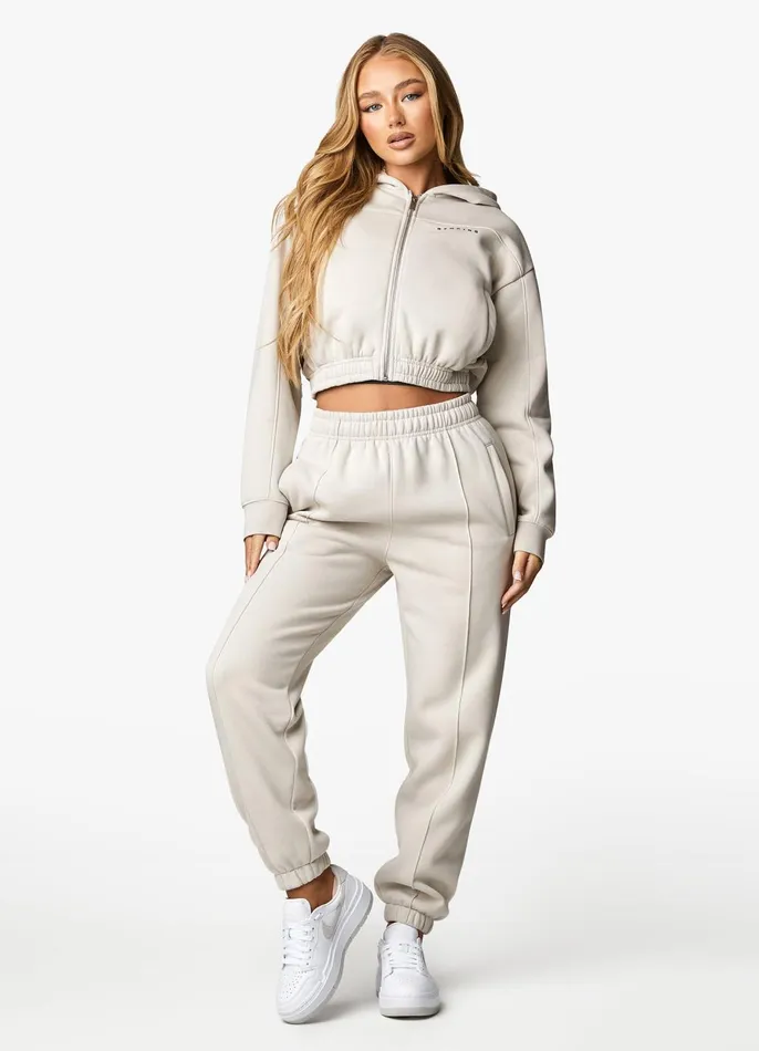 Gym King Joggers Women Powered By Belief Sweatpants 8211 Light Stone