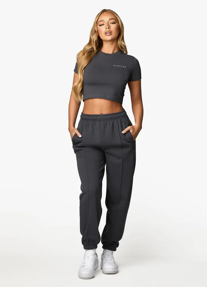 Gym King Joggers Women Powered By Belief Sweatpants 8211 Oyster Grey