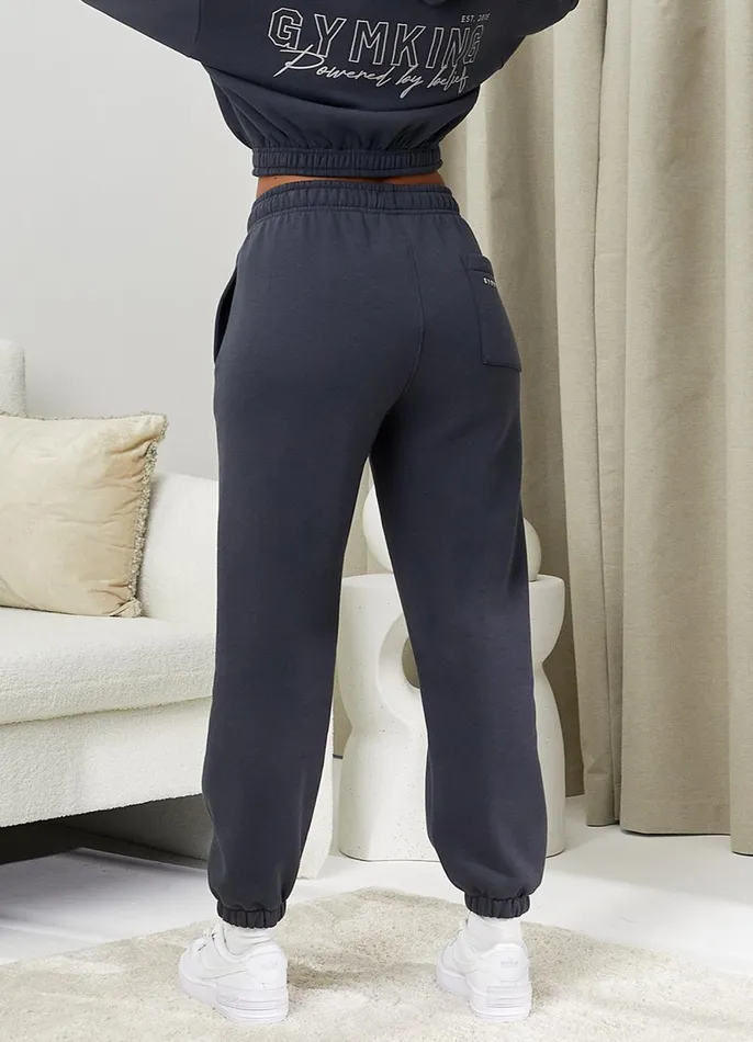 Gym King Joggers Women Powered By Belief Sweatpants 8211 Oyster Grey