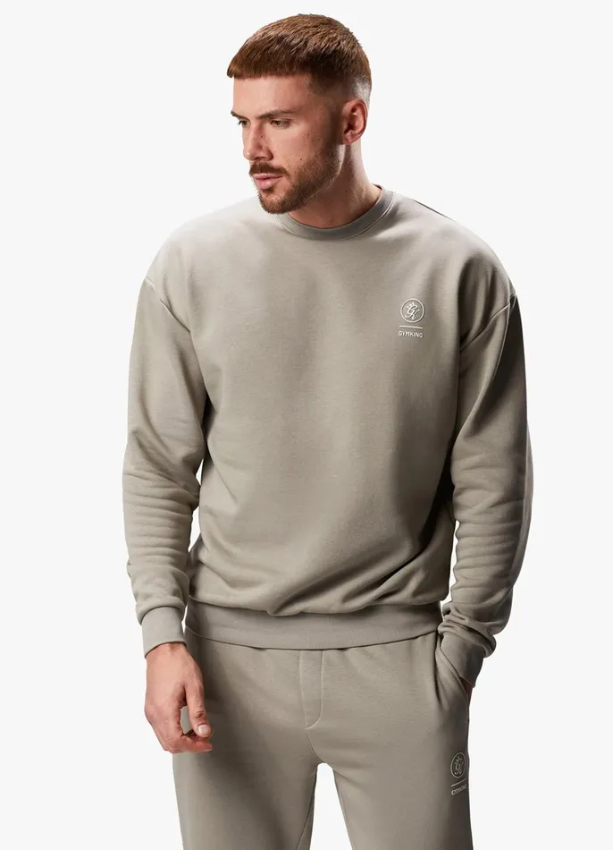 Gym King Sweatshirts and Hoodies Men Aventus Drop Shoulder Crew 8211 Taupe