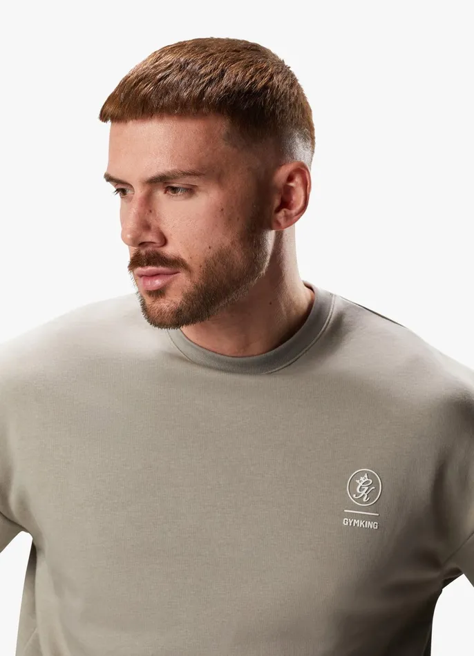 Gym King Sweatshirts and Hoodies Men Aventus Drop Shoulder Crew 8211 Taupe
