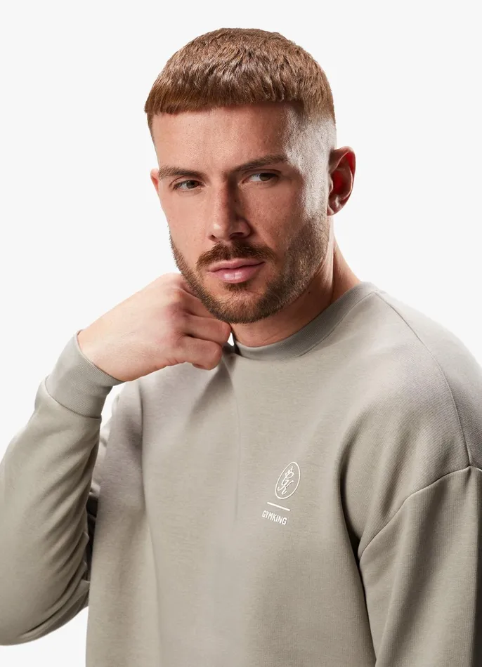 Gym King Sweatshirts and Hoodies Men Aventus Drop Shoulder Crew 8211 Taupe