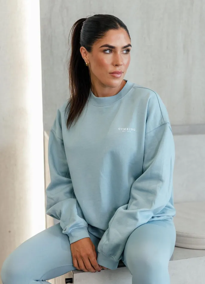 Gym King Sweatshirts and Hoodies Women Established Crew 8211 Stone Blue