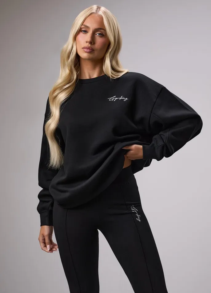 Gym King Sweatshirts and Hoodies Women Reset Oversized Crew 8211 Black