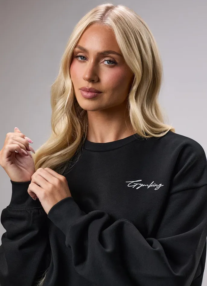 Gym King Sweatshirts and Hoodies Women Reset Oversized Crew 8211 Black