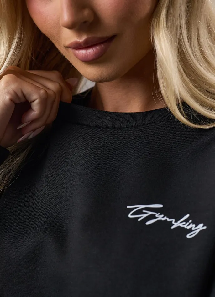Gym King Sweatshirts and Hoodies Women Reset Oversized Crew 8211 Black