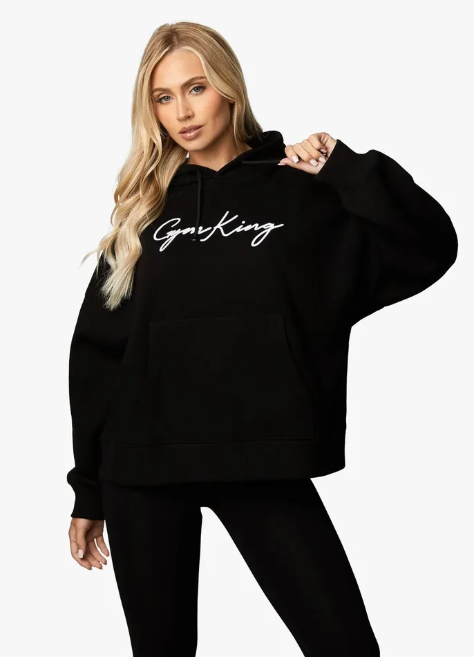 Gym King Sweatshirts and Hoodies Women Script Hood 8211 BlackWhite