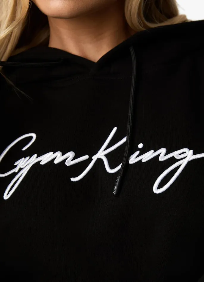 Gym King Sweatshirts and Hoodies Women Script Hood 8211 BlackWhite