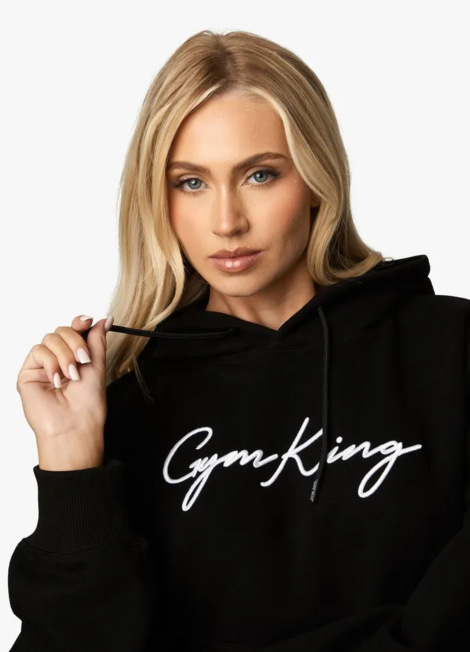 Gym King Sweatshirts and Hoodies Women Script Hood 8211 BlackWhite