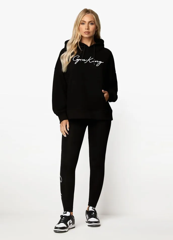Gym King Sweatshirts and Hoodies Women Script Hood 8211 BlackWhite
