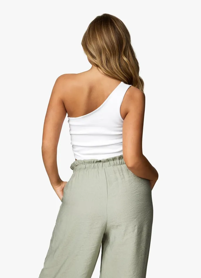 Gym King Tops and TShirts Women Asymmetric Crop 8211 White