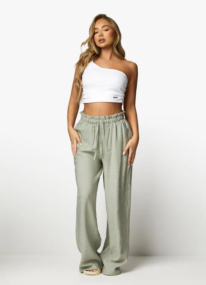 Gym King Tops and TShirts Women Asymmetric Crop 8211 White