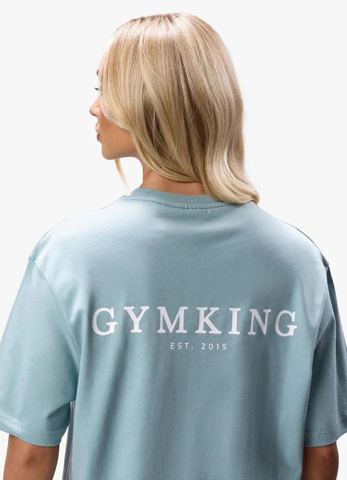 Gym King Tops and TShirts Women Established Boyfriend Tee 8211 Stone Blue