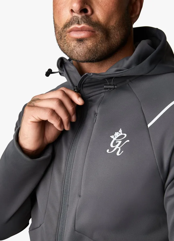 Gym King Tracksuit Tops Men Reflect Poly FZ Hood 8211 Graphite