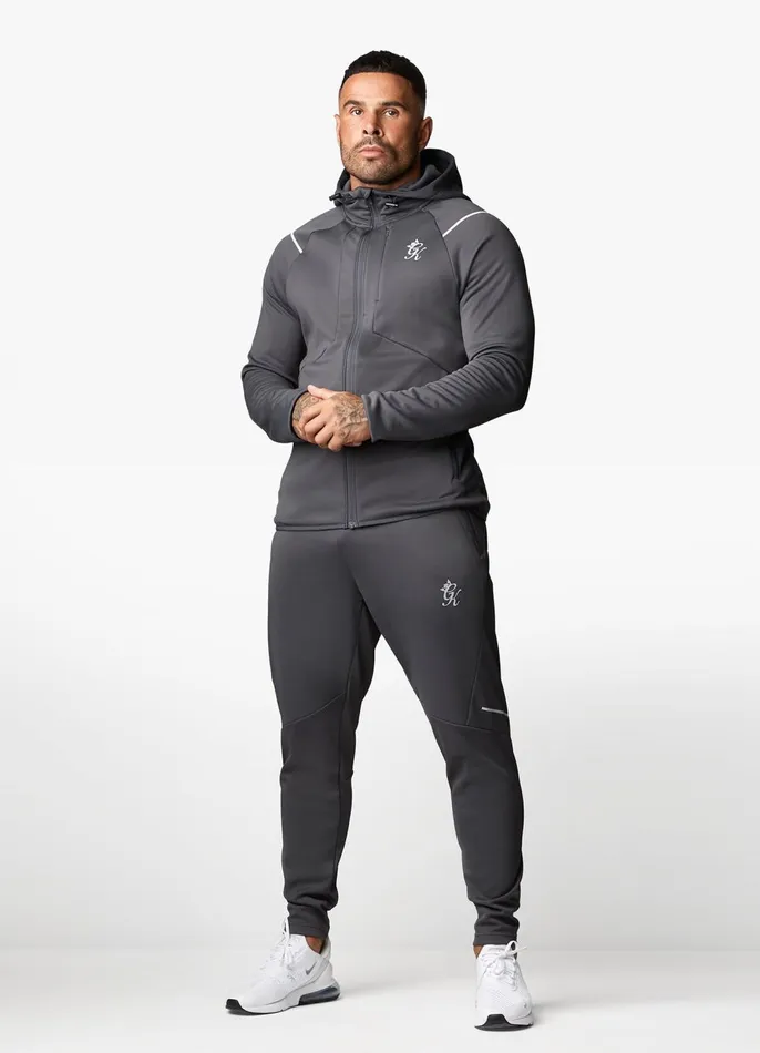 Gym King Tracksuit Tops Men Reflect Poly FZ Hood 8211 Graphite