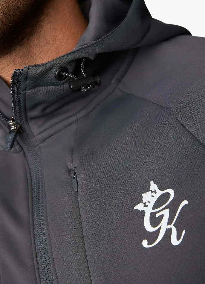 Gym King Tracksuit Tops Men Reflect Poly FZ Hood 8211 Graphite