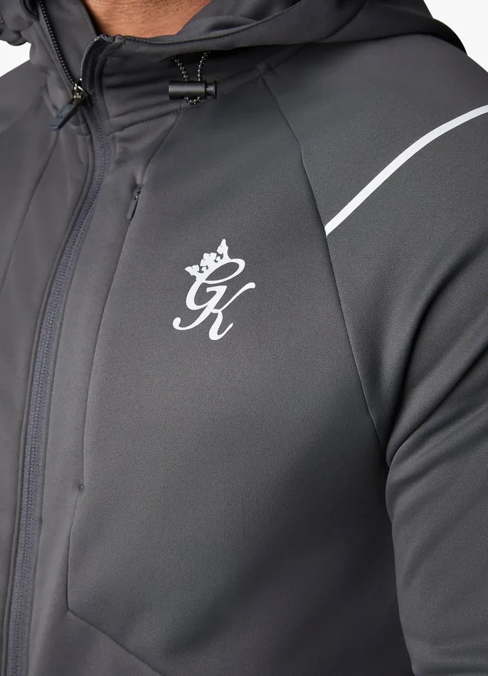 Gym King Tracksuit Tops Men Reflect Poly FZ Hood 8211 Graphite