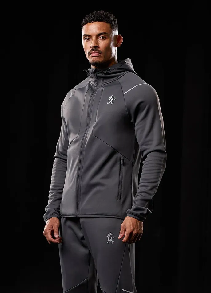 Gym King Tracksuit Tops Men Reflect Poly FZ Hood 8211 Graphite