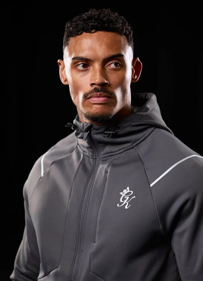 Gym King Tracksuit Tops Men Reflect Poly FZ Hood 8211 Graphite