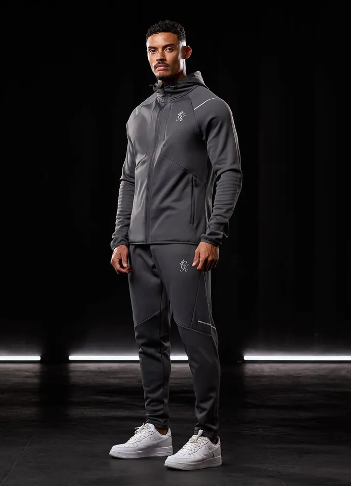 Gym King Tracksuit Tops Men Reflect Poly FZ Hood 8211 Graphite