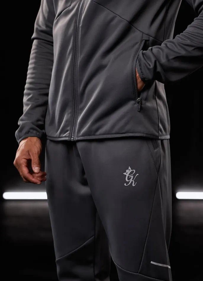Gym King Tracksuit Tops Men Reflect Poly FZ Hood 8211 Graphite