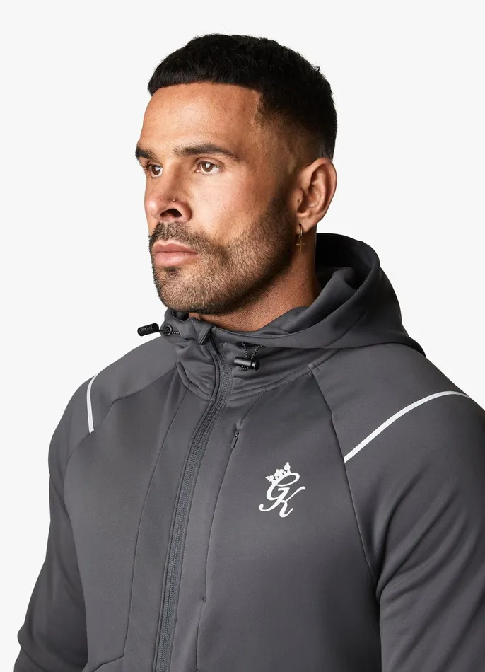 Gym King Tracksuit Tops Men Reflect Poly FZ Hood 8211 Graphite