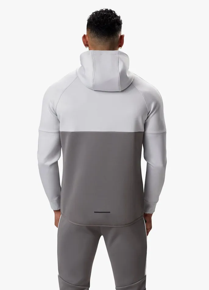 Gym King Tracksuit Tops Men Taped Core Plus FZ Hood 8211 Silver GreySteel